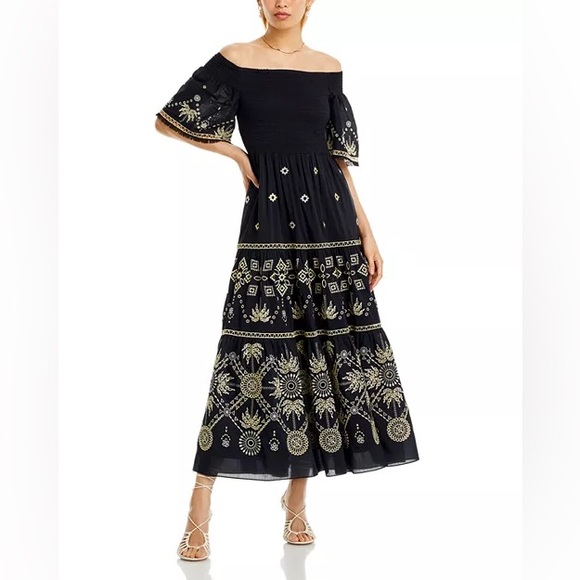 Anthropologie Quinn Smocked Cotton & Silk DressKOBI HALPERIN